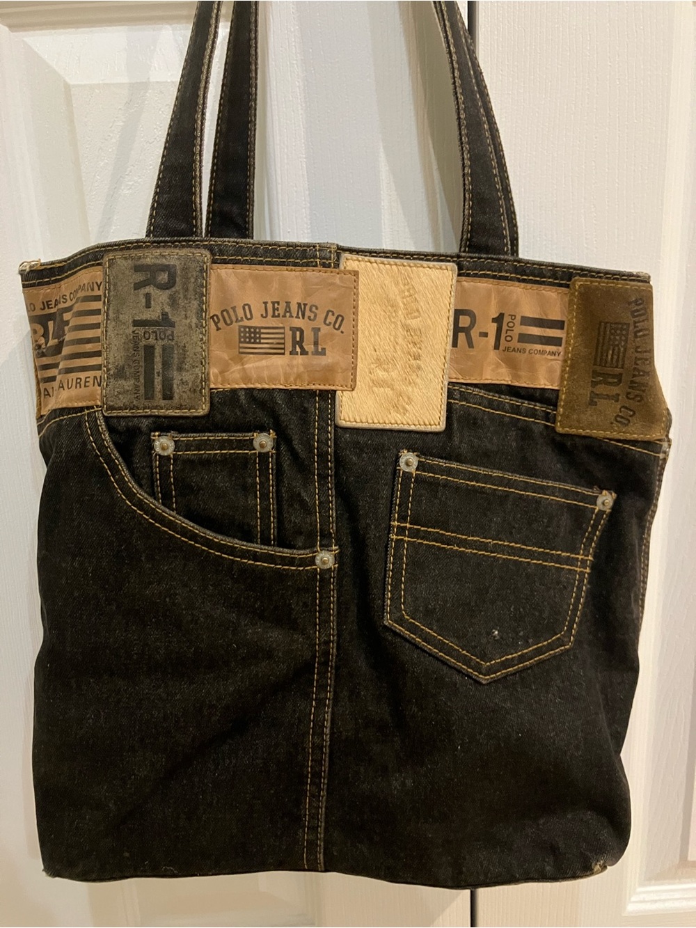 Ralph Lauren Black Denim Tote Bag